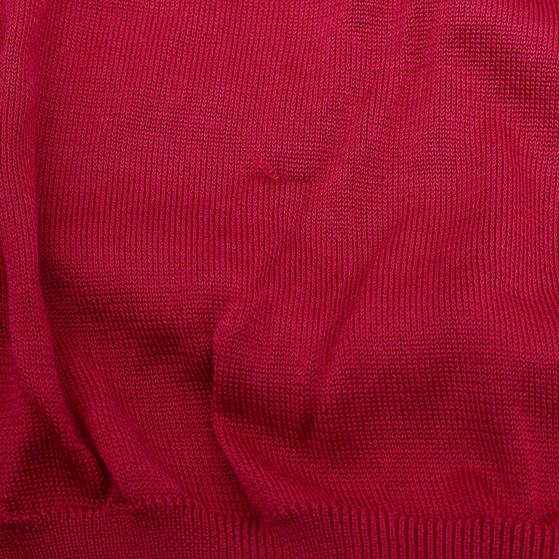 Vネックニット ロゴ シルク レッド レディース 36サイズ ニット