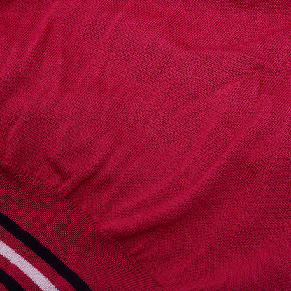 Vネックニット ロゴ シルク レッド レディース 36サイズ ニット