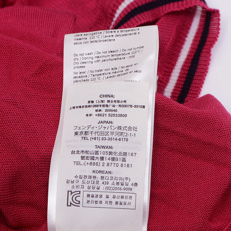 Vネックニット ロゴ シルク レッド レディース 36サイズ ニット