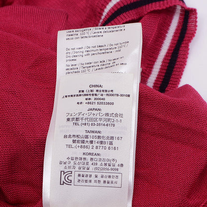 Vネックニット ロゴ シルク レッド レディース 36サイズ ニット