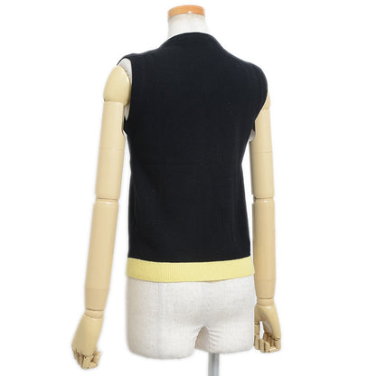ニットベスト ロゴ ウール ブラック/イエロー レディース 40サイズ ニット