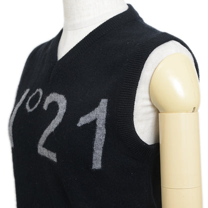 ニットベスト ロゴ ウール ブラック/イエロー レディース 40サイズ ニット