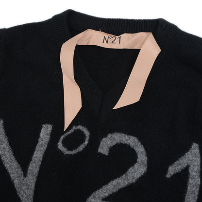 ニットベスト ロゴ ウール ブラック/イエロー レディース 40サイズ ニット