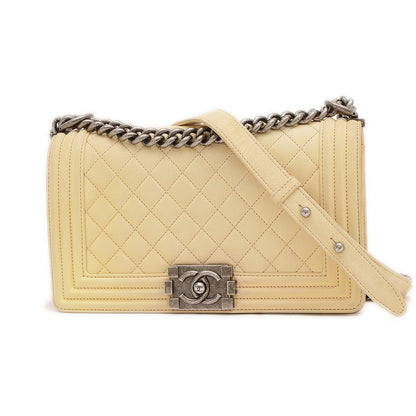 ボーイシャネル チェーンショルダーバッグ レザー クリーム シルバー金具 ショルダーバッグ
