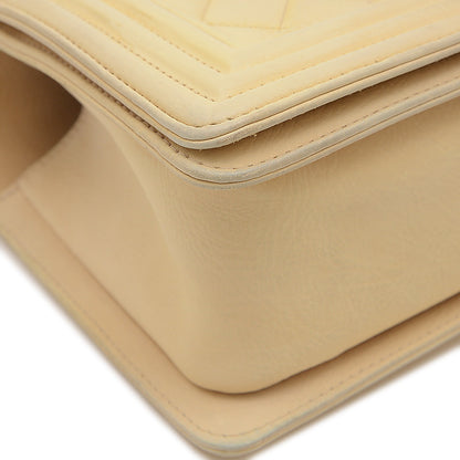 ボーイシャネル チェーンショルダーバッグ レザー クリーム シルバー金具 ショルダーバッグ