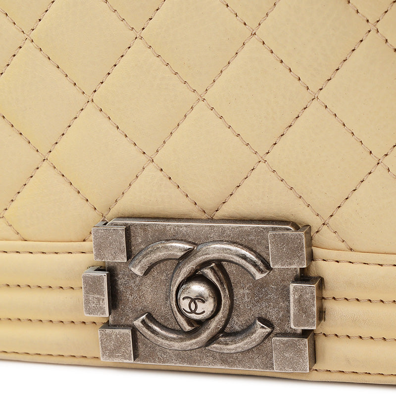 ボーイシャネル チェーンショルダーバッグ レザー クリーム シルバー金具 ショルダーバッグ