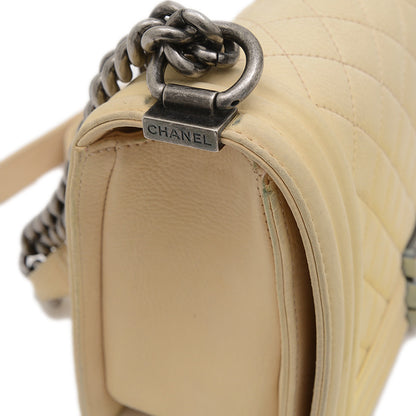 ボーイシャネル チェーンショルダーバッグ レザー クリーム シルバー金具 ショルダーバッグ