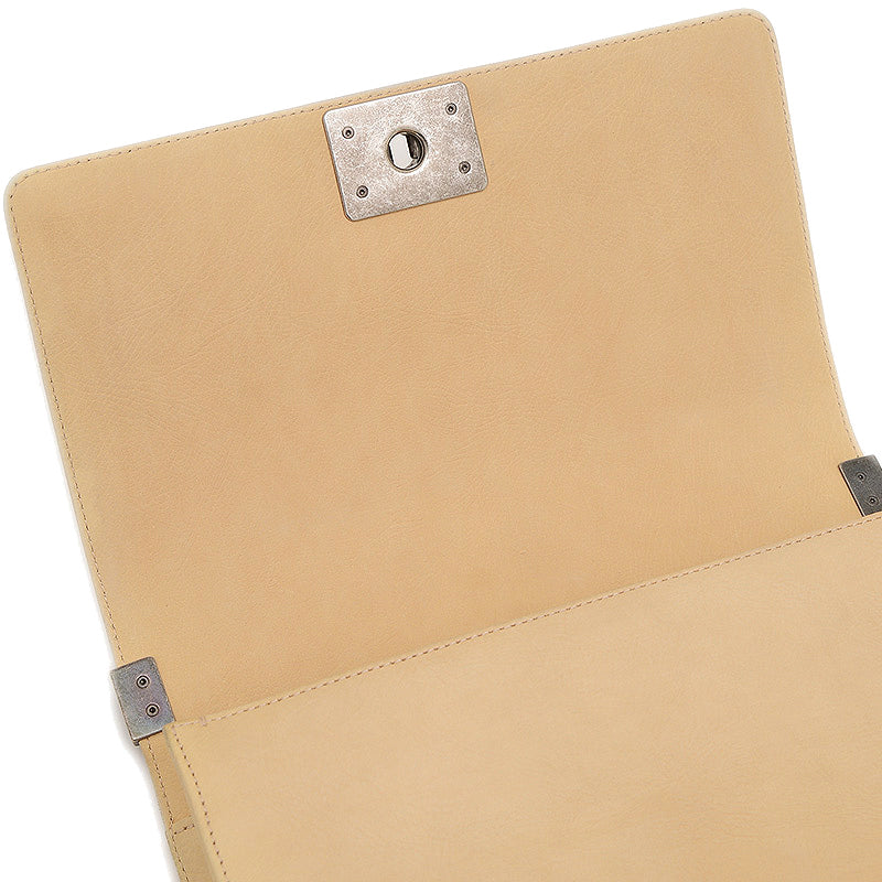 ボーイシャネル チェーンショルダーバッグ レザー クリーム シルバー金具 ショルダーバッグ