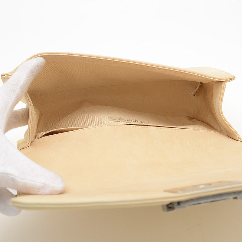 ボーイシャネル チェーンショルダーバッグ レザー クリーム シルバー金具 ショルダーバッグ