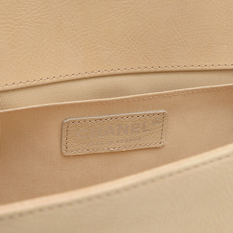 ボーイシャネル チェーンショルダーバッグ レザー クリーム シルバー金具 ショルダーバッグ