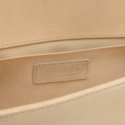 ボーイシャネル チェーンショルダーバッグ レザー クリーム シルバー金具 ショルダーバッグ