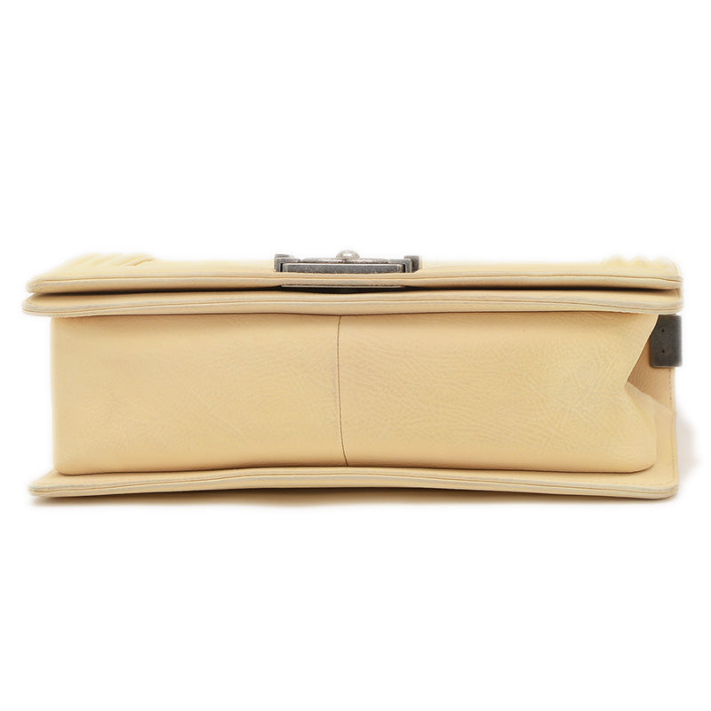 ボーイシャネル チェーンショルダーバッグ レザー クリーム シルバー金具 ショルダーバッグ