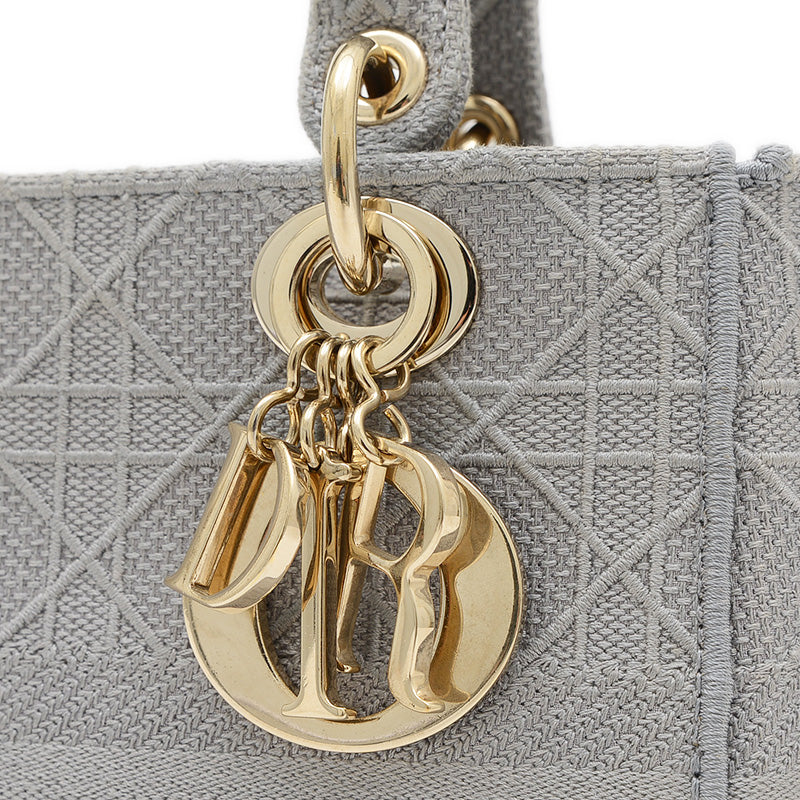 レディ D-LITE ミディアム 2WAYバッグ キャンバス グレー ゴールド金具 M05650REY ハンドバッグ