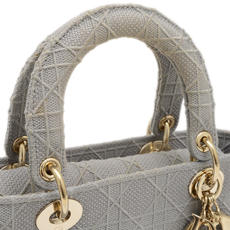 レディ D-LITE ミディアム 2WAYバッグ キャンバス グレー ゴールド金具 M05650REY ハンドバッグ