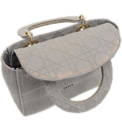 レディ D-LITE ミディアム 2WAYバッグ キャンバス グレー ゴールド金具 M05650REY ハンドバッグ