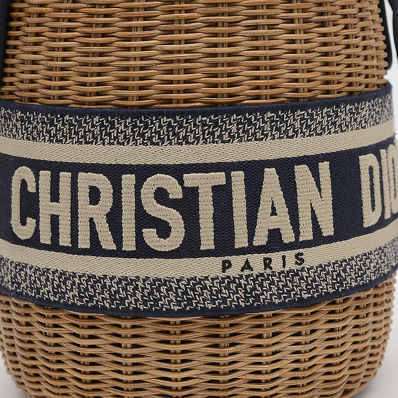 オブリーク ウィッカー ショルダーバッグ ラタン/キャンバス ネイビー M7600CMVO ショルダーバッグ