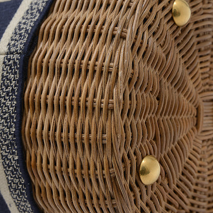 オブリーク ウィッカー ショルダーバッグ ラタン/キャンバス ネイビー M7600CMVO ショルダーバッグ