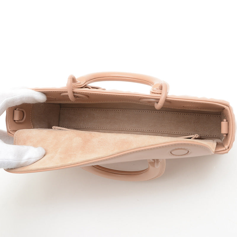 レディディオール Dジョイ ミディアム カナージュ 3WAYバッグ カーフ ピンクベージュ ショルダーバッグ