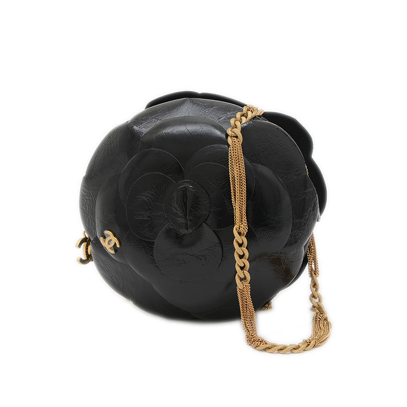 カメリア イヴニング チェーンショルダーバッグ ブラック ゴールド金具 AS4445 ショルダーバッグ