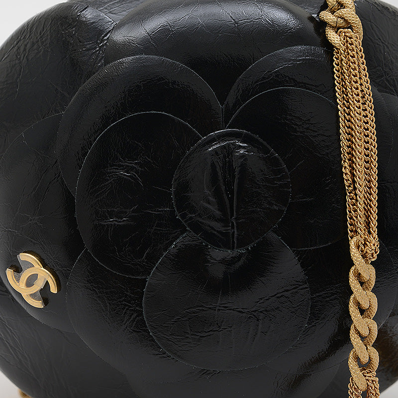 カメリア イヴニング チェーンショルダーバッグ ブラック ゴールド金具 AS4445 ショルダーバッグ