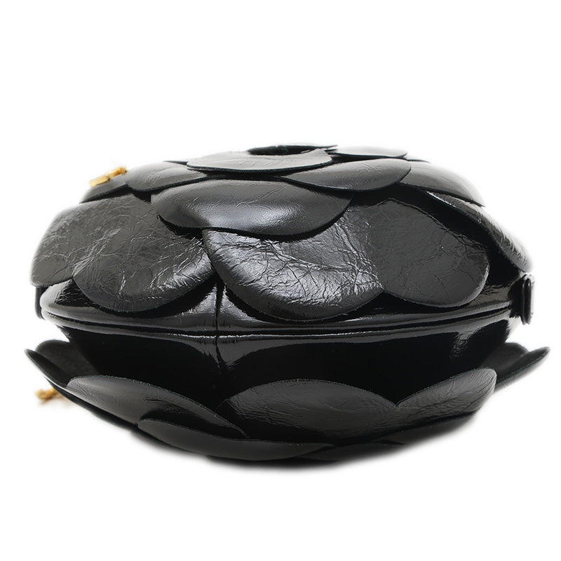 カメリア イヴニング チェーンショルダーバッグ ブラック ゴールド金具 AS4445 ショルダーバッグ