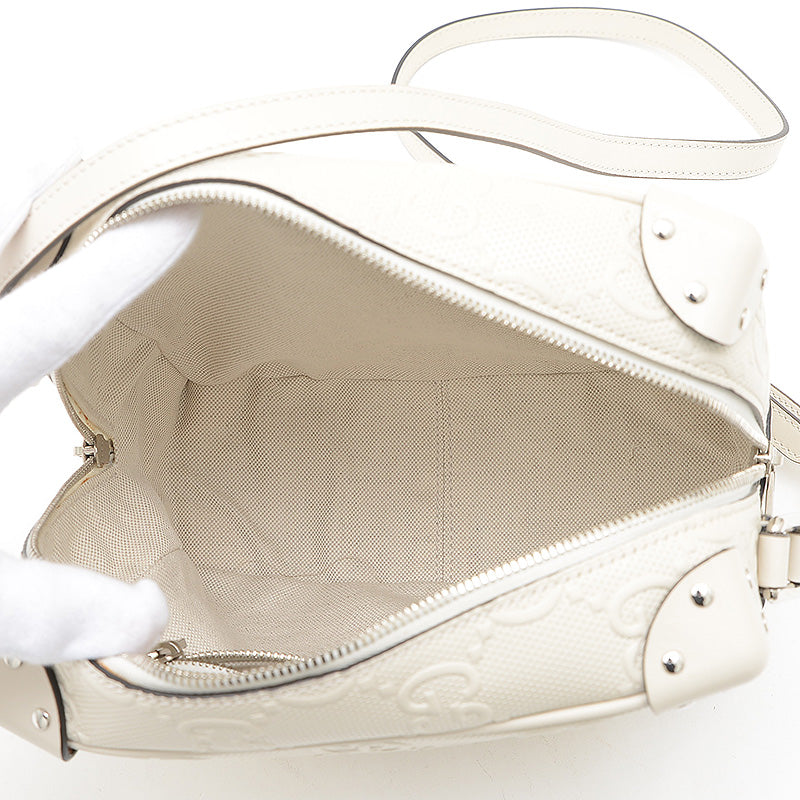 GGエンボス ショルダーバッグ レザー アイボリー 626363 ショルダーバッグ