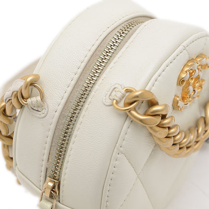 シャネル19 ラウンド チェーンショルダーバッグ カーフスキン ホワイト AP0945 ショルダーバッグ