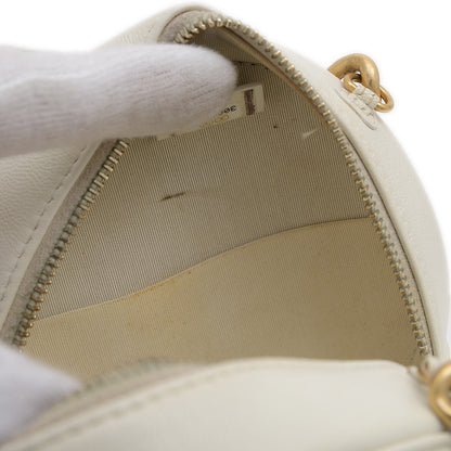 シャネル19 ラウンド チェーンショルダーバッグ カーフスキン ホワイト AP0945 ショルダーバッグ