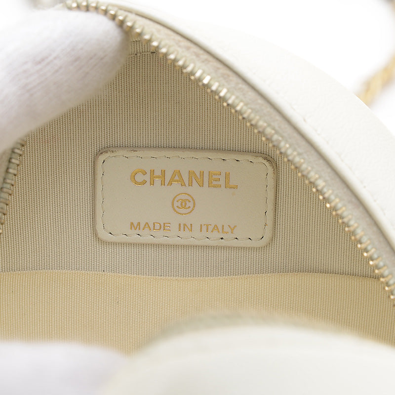 シャネル19 ラウンド チェーンショルダーバッグ カーフスキン ホワイト AP0945 ショルダーバッグ