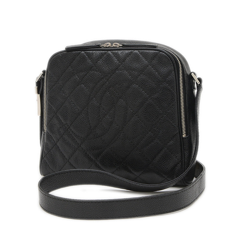 マトラッセ ショルダーバッグ キャビアスキン ブラック シルバー金具 ショルダーバッグ