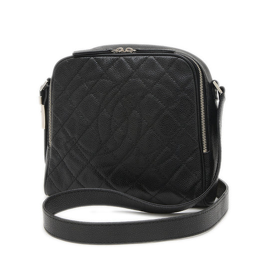 マトラッセ ショルダーバッグ キャビアスキン ブラック シルバー金具 ショルダーバッグ