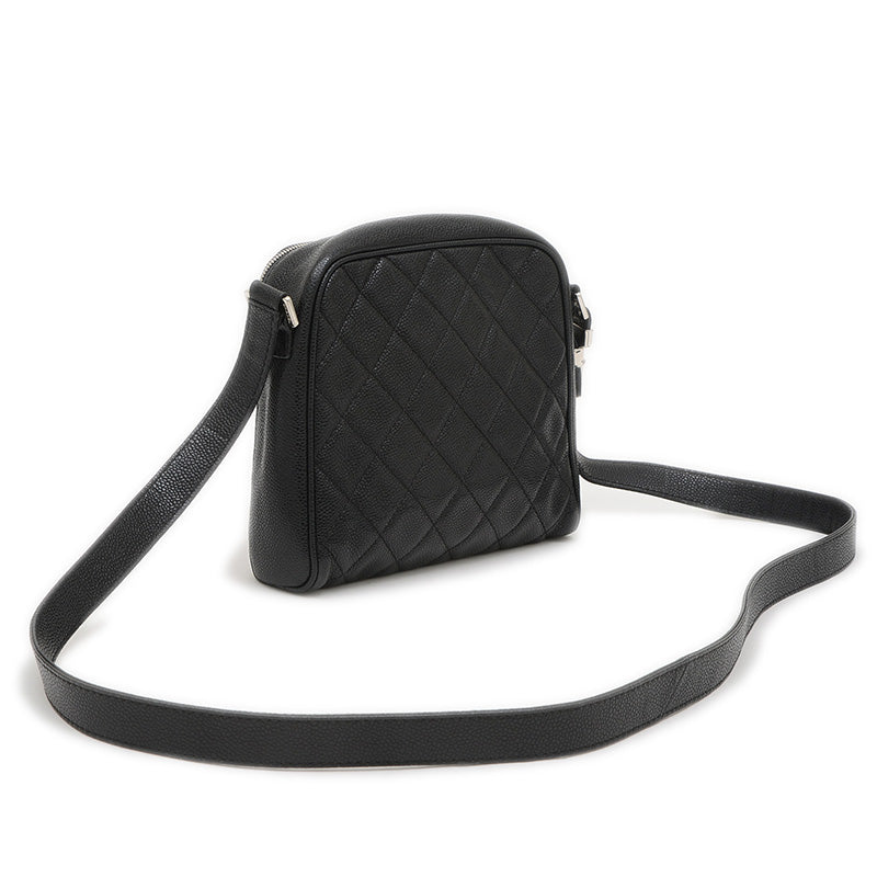 マトラッセ ショルダーバッグ キャビアスキン ブラック シルバー金具 ショルダーバッグ