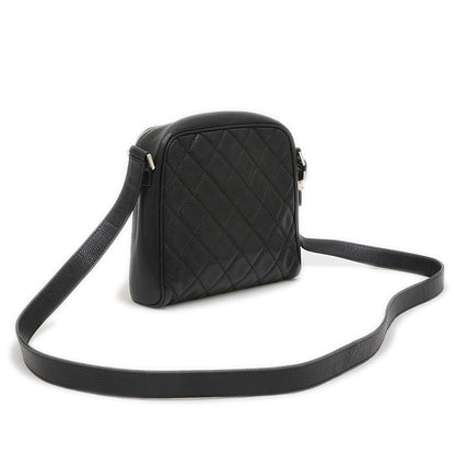 マトラッセ ショルダーバッグ キャビアスキン ブラック シルバー金具 ショルダーバッグ