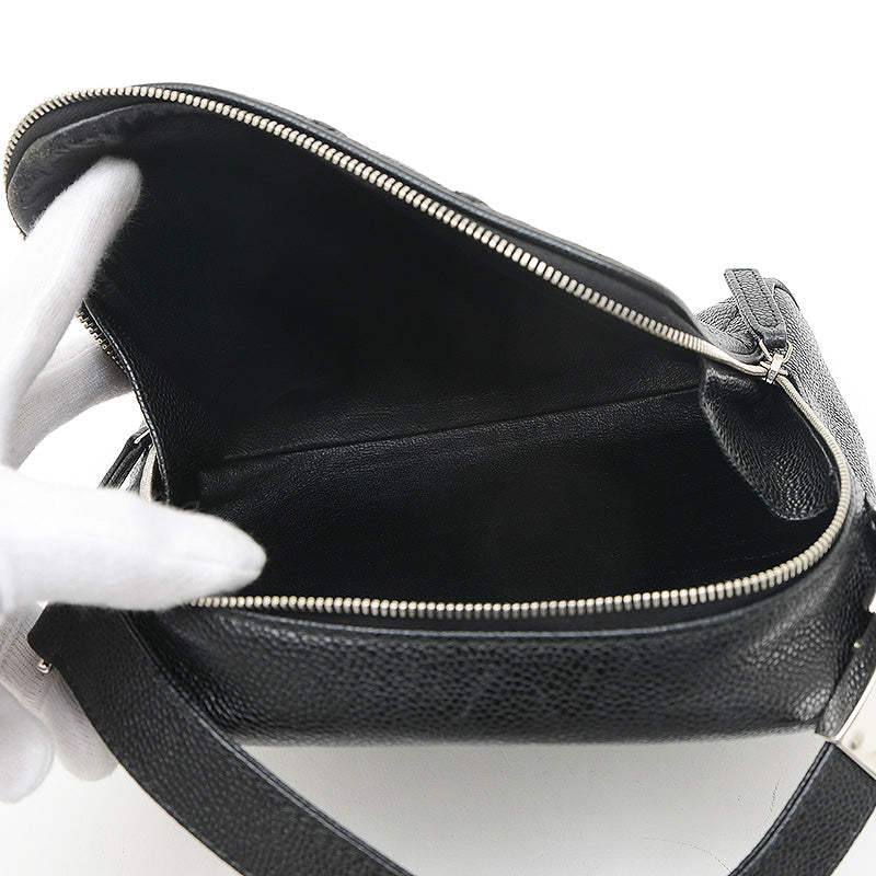 マトラッセ ショルダーバッグ キャビアスキン ブラック シルバー金具 ショルダーバッグ