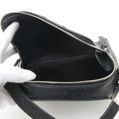 マトラッセ ショルダーバッグ キャビアスキン ブラック シルバー金具 ショルダーバッグ