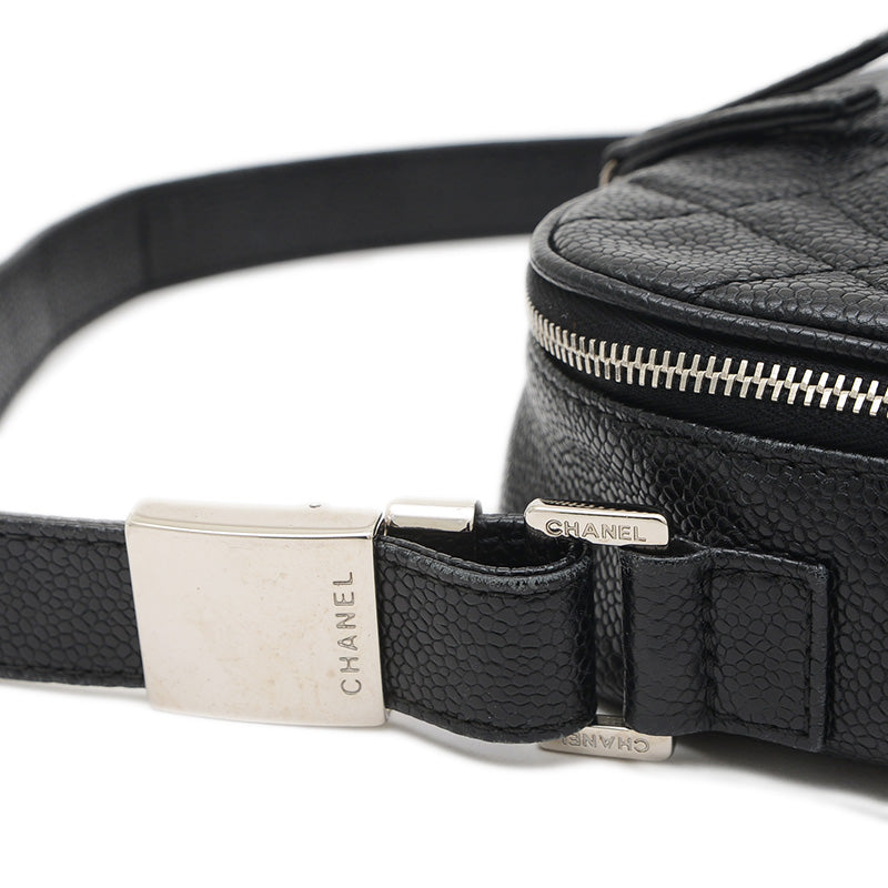 マトラッセ ショルダーバッグ キャビアスキン ブラック シルバー金具 ショルダーバッグ