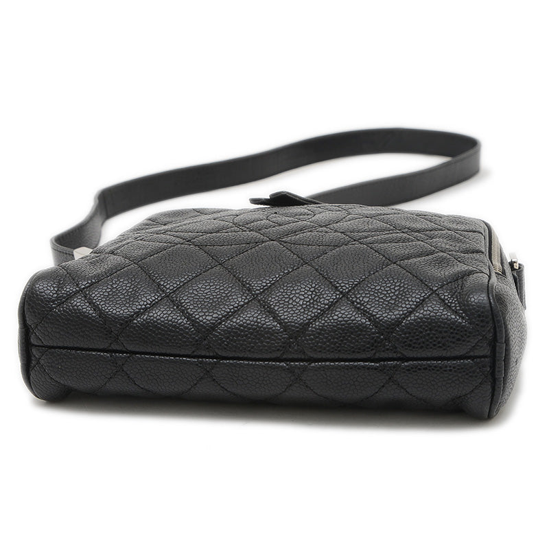 マトラッセ ショルダーバッグ キャビアスキン ブラック シルバー金具 ショルダーバッグ