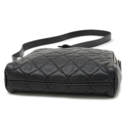 マトラッセ ショルダーバッグ キャビアスキン ブラック シルバー金具 ショルダーバッグ