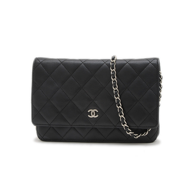 マトラッセ チェーンウォレット ラムスキン ブラック シルバー金具 A33814 長財布