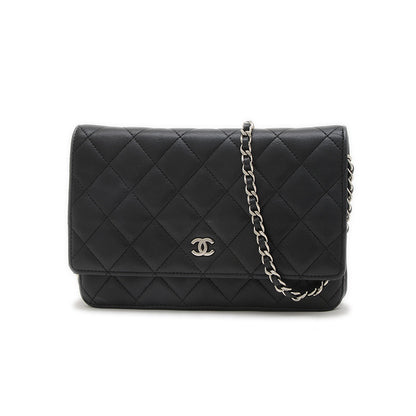 マトラッセ チェーンウォレット ラムスキン ブラック シルバー金具 A33814 長財布