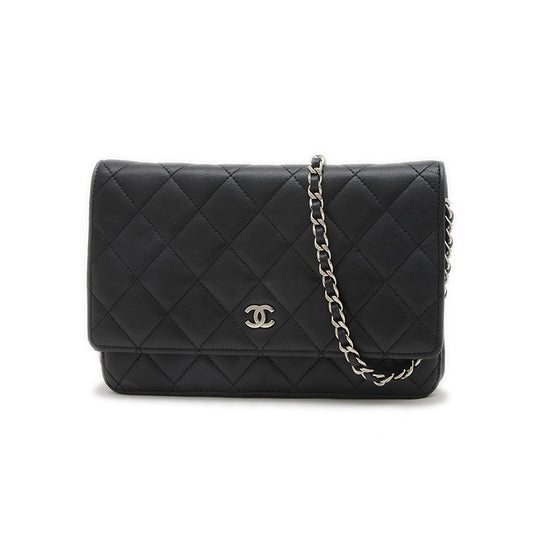 マトラッセ チェーンウォレット ラムスキン ブラック シルバー金具 A33814 長財布