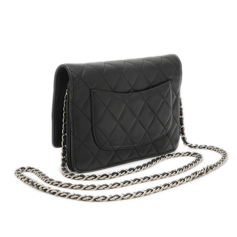 マトラッセ チェーンウォレット ラムスキン ブラック シルバー金具 A33814 長財布