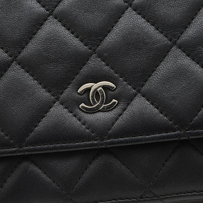 マトラッセ チェーンウォレット ラムスキン ブラック シルバー金具 A33814 長財布