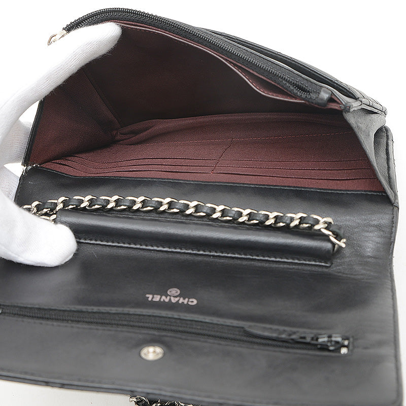 マトラッセ チェーンウォレット ラムスキン ブラック シルバー金具 A33814 長財布