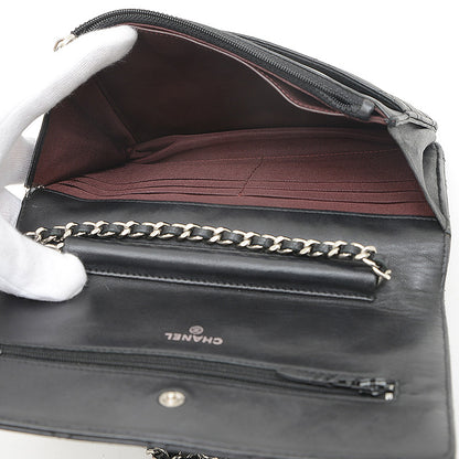 マトラッセ チェーンウォレット ラムスキン ブラック シルバー金具 A33814 長財布