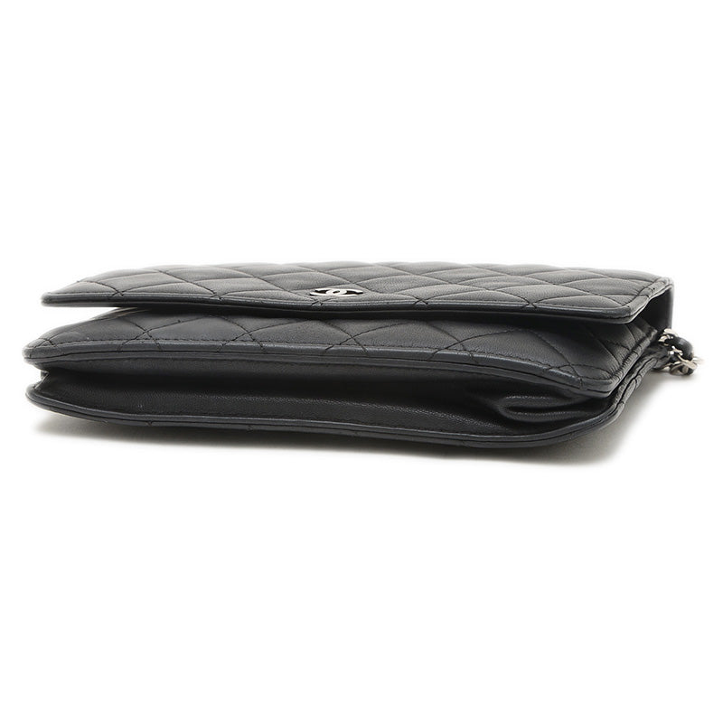 マトラッセ チェーンウォレット ラムスキン ブラック シルバー金具 A33814 長財布