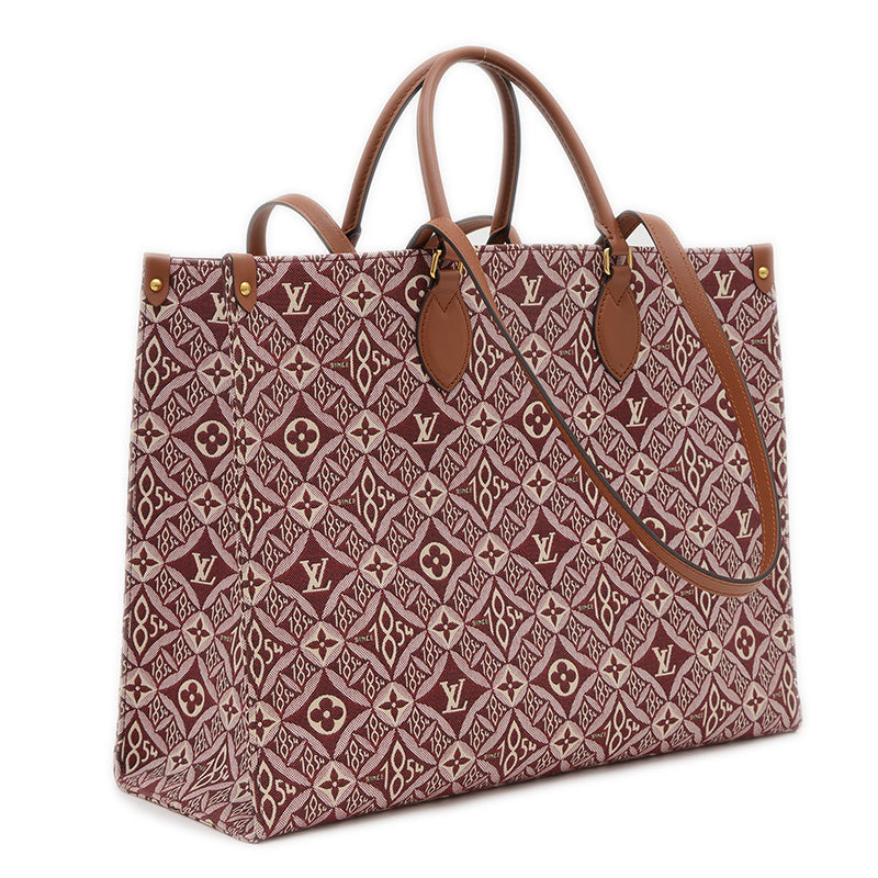 モノグラムジャガード オンザゴーGM トートバッグ レッド M57185 トートバッグ