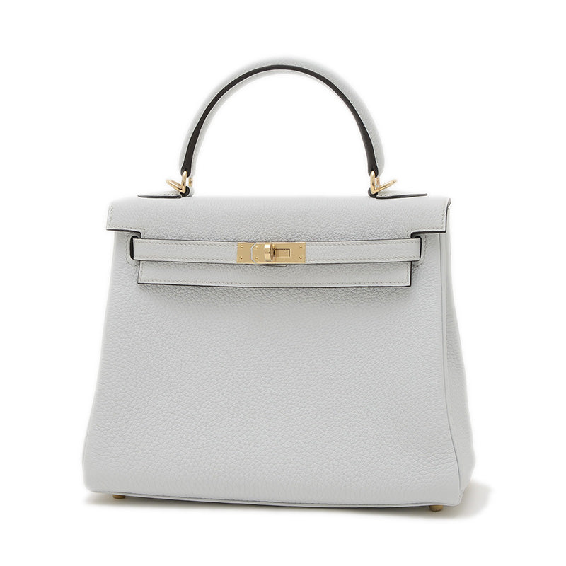 ケリー25 トゴ グリプラチナ パーマブラス金具 W刻印 ハンドバッグ