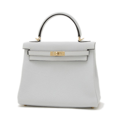 ケリー25 トゴ グリプラチナ パーマブラス金具 W刻印 ハンドバッグ