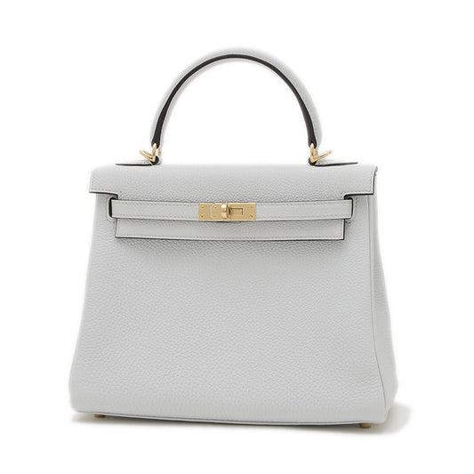 ケリー25 トゴ グリプラチナ パーマブラス金具 W刻印 ハンドバッグ